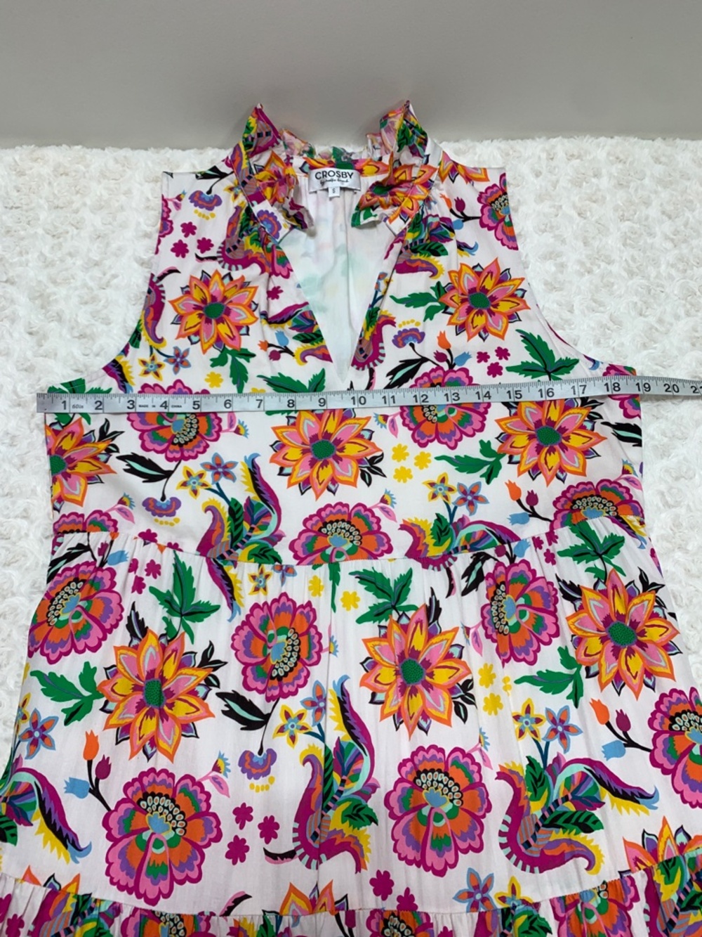 Crosby by Mollie Burch Wesley Ruffle Collar Tiered Midi Dress in Festival Floral - Picture 14 of 16
